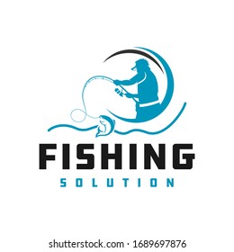 logo design of people fishing fish