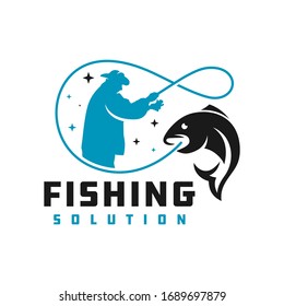 logo design of people fishing fish