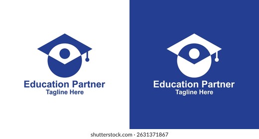 logo design people and hat graduation,education,collage,study,symbol,icon,idea,creative.