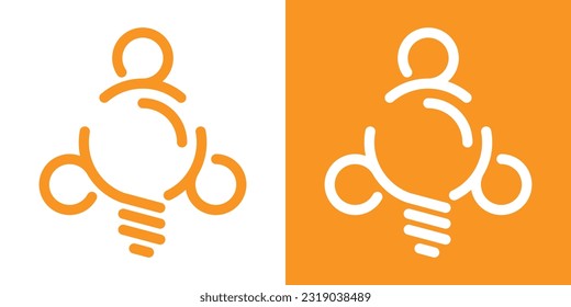 diseño de logotipo personas trabajo en equipo e inspiración vectorial de icono de lámpara