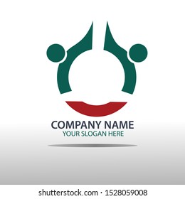 logo design people in working together - vector