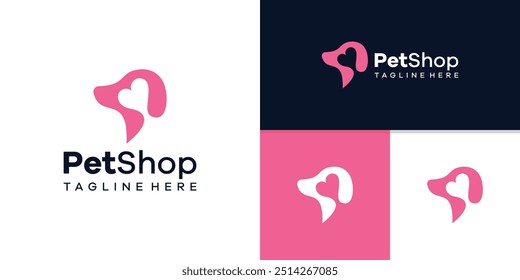 design de logotipo pet shop, clínica, médico, assistência médica, gato, cão, animal, modelo de logotipo, símbolo, ícone, vetor, ideias inspiradoras.