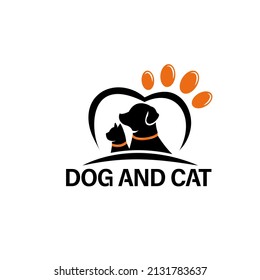 Logo design pet shop concept dog and cat love logo vector template