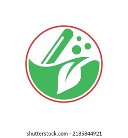 Logo Design With Pharmacy Concept, Leaf And Tube Objects