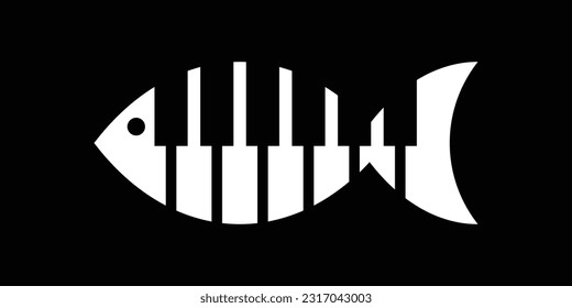 logo design piano with music icon vector illustration