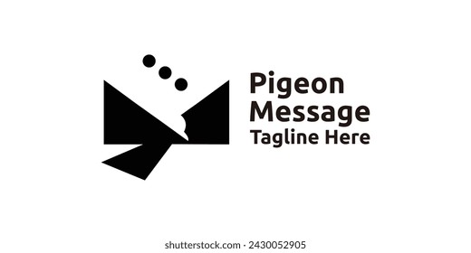 logo design pigeon and message, logo design template, symbol, idea, creative