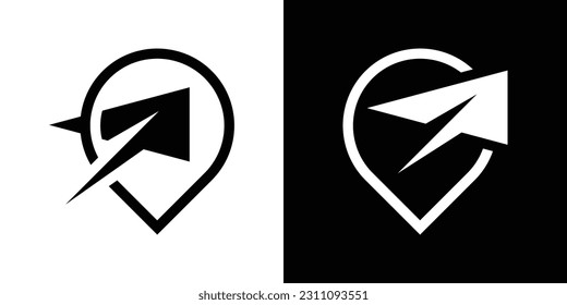 logo design pin flight icon vector illustration
