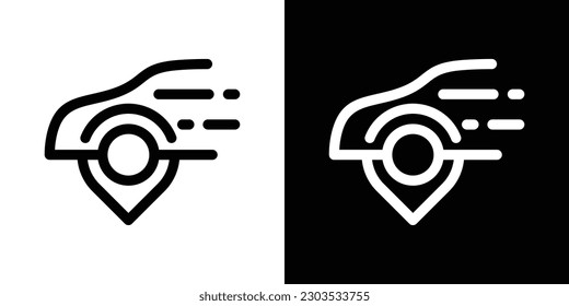logo design pin map and car design icon vector illustration