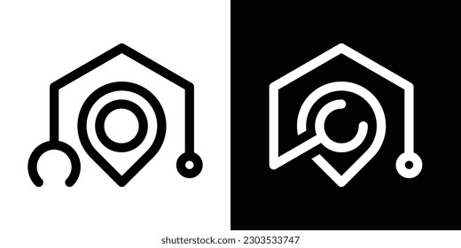 logo design pin map,stethoscope and home icon vector illustration