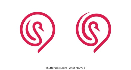 logo design pin and swan, location, local, map. logo design icon, symbol, vector, creative idea.