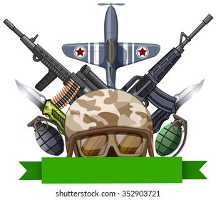 Logo design with plane and weapons illustration