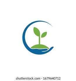 Logo Design For Plant Nursery, Organic Farming, Christian Organization. Tiny Mustard Plant Emerging From Seed.