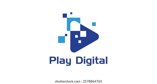 logo design play and digital technology, symbol vidio modern,technology,symbol,idea,creative.