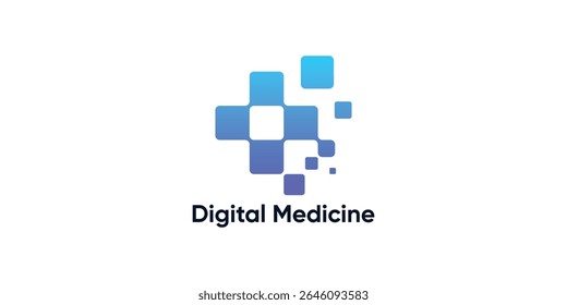logo design plus and digital,design technology modern medical tech.