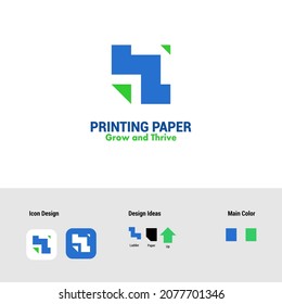 Logo design Printing paper This logo idea is taken from the form of paper, the upward movement of a business item which can be interpreted as the company's vision and mission and describes the busines