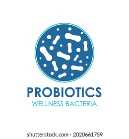 Logo design probiotic bacteria. Healthy nutrition ingredients for therapeutic