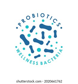 Logo Design Probiotic Bacteria. Healthy Nutrition Ingredients For Therapeutic