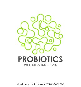 Logo design probiotic bacteria. Healthy nutrition ingredients for therapeutic