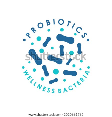 Logo design probiotic bacteria. Healthy nutrition ingredients for therapeutic