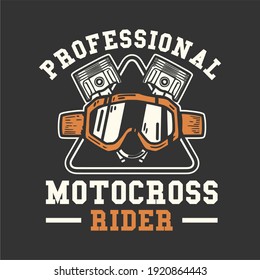 logo design professional motocross rider with motocross goggles and piston vintage illustration