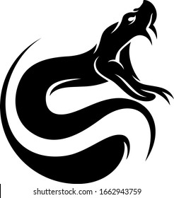 Logo Design of A Python Open its Mouth shows the Fang  svg