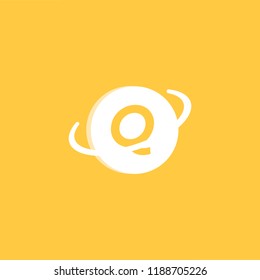 Logo design of Q in coin vector for crypto currency, block chain and technology. Minimal awesome trendy professional logo design template on yellow background.