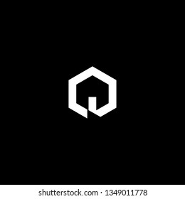 Logo design of Q in vector for construction, home, real estate, building, property. Minimal awesome trendy professional logo design template on black background.