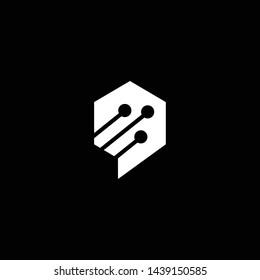 Logo design of Q in vector for technology, electronics, digital, connection. Minimal awesome trendy professional logo design template on black background.