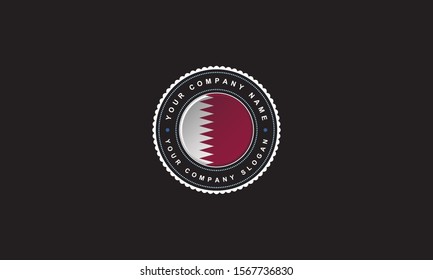 logo design with Qatar flag concept in circle. Red and White color, Badge Vintage and premium