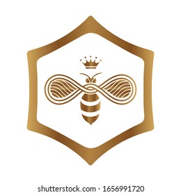 Logo Design Queen Bee Isolated On White Background. Vector Illustration.