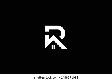 Logo design of R P PR RP in vector for construction, home, real estate, building, property. Minimal awesome trendy professional logo design template on black background.