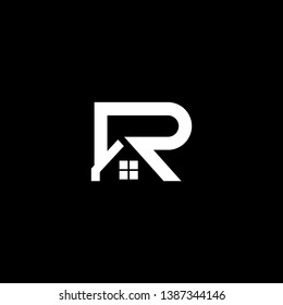Logo design of R RP PR in vector for construction, home, real estate, building, property. Minimal awesome trendy professional logo design template on black background.
