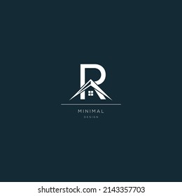 Logo design of R in vector for construction, home, real estate, building, property. Minimal trendy icon design template.