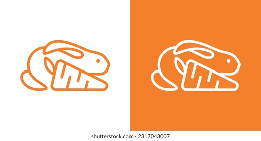 logo design rabbit and carrot minimalist icon vector element