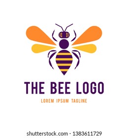Logo Design for The Raw Honey Shop with the big pretty bee. flat design. vector illustration. Logo concept