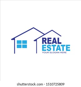 Logo design of a real estate company. The logo element is a house-shaped silhouette.