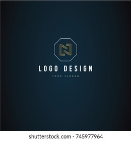 Logo design real estate.  N letter. House vector. Line symbol
