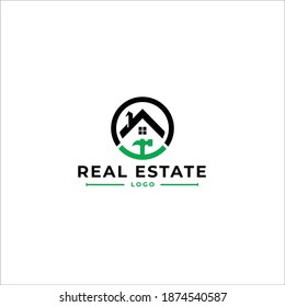 Diseño de logotipo de la plantilla de vectores inmobiliarios. Ilustración diseño de la agencia de venta de viviendas con logotipo. Pictograma de flecha y construcción.