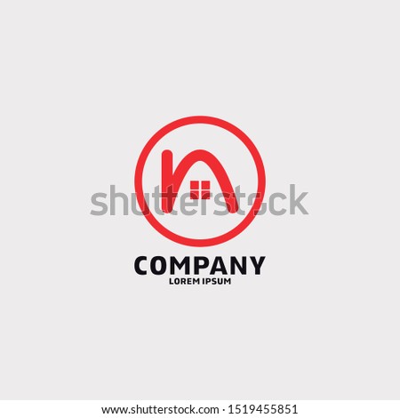 logo design real state letter n red proffesional brand. vector illustration
