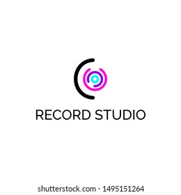 Logo design for record studio. Abstract sign for company branding. Modern logotype in flat style
