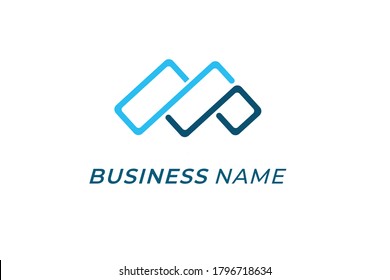letra M de rectángulo de diseño de logotipo