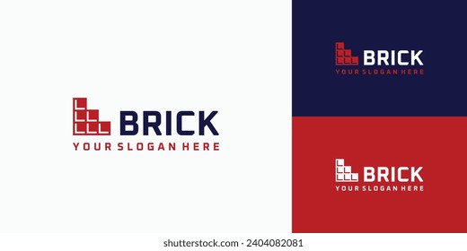 Logo design of red bricks stacked into a staircase