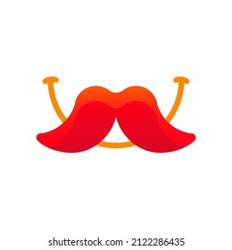 Logo Design in Red color with mustache concept