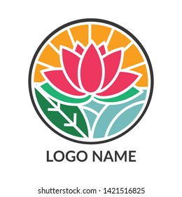 Logo design reflecting nature, freshness and beauty. colors inspired from the indian goddess. Logo includes a lotus. best suits a female cosmetics brand or a yoga wellness centre