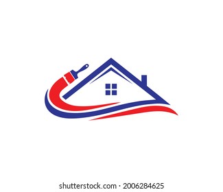 Logo design related to house repair, remodeling or painting vector template.