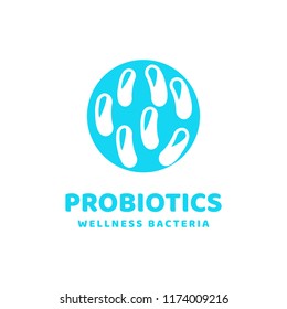 Logo design related to probiotic bacteria. Healthy nutrition ingredient for therapeutic