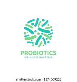 Logo Design Related To Probiotic Bacteria. Healthy Nutrition Ingredient For Therapeutic