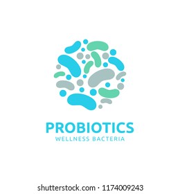 Logo Design Related To Probiotic Bacteria. Healthy Nutrition Ingredient For Therapeutic