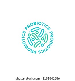 Logo Design Related To Probiotic Bacteria. Healthy Nutrition Ingredient For Therapeutic. 