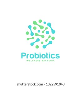 Logo Design Related To Probiotic Bacteria. Healthy Nutrition Ingredient For Therapeutic